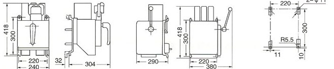 DW15、DW15C系列万能式断路器的外型及安装尺寸
