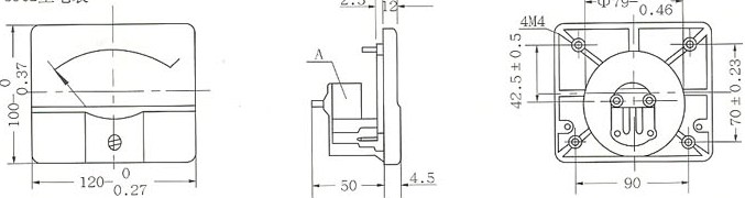 59L1、59C2型电表的外形尺寸和接线图