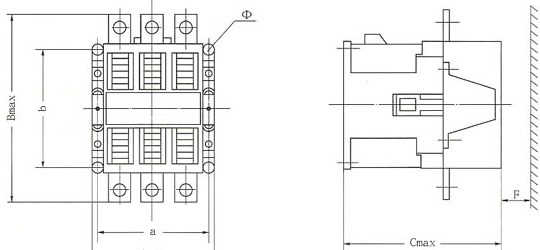CJ40系列交流接触器的外型及安装尺寸