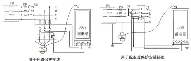 JD89漏电脉冲继电器的接线图