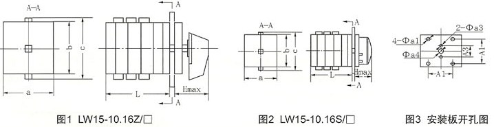 LW15-10\16凸轮式万能转换开关安装示意